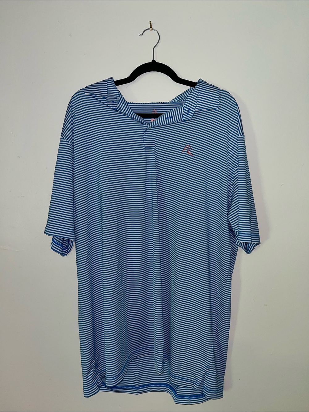 Rhoback Light Blue & White Striped Performance Polo